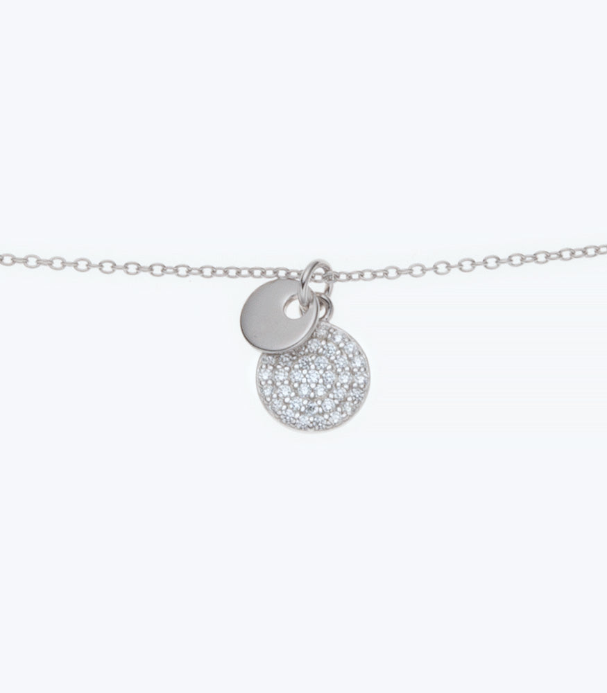 Double Round Cubic Zirconia Silver Chain