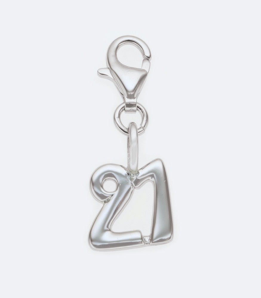 Number 21 Sterling Silver Charm
