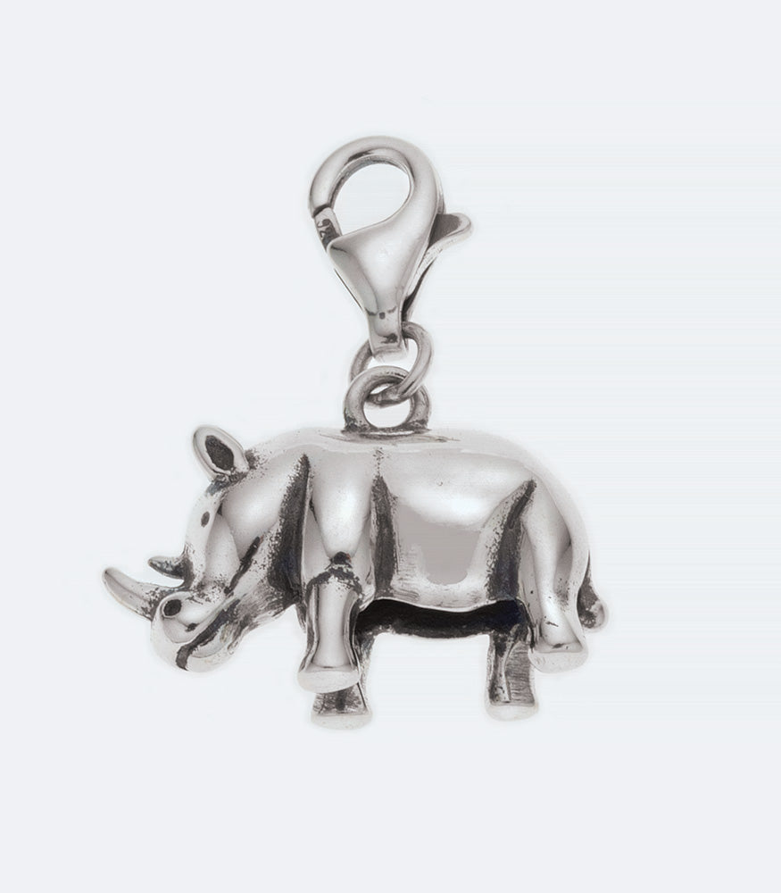 Rhino Sterling Silver Charm