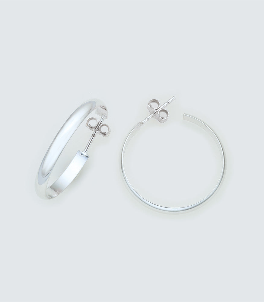 Half Round 018 - 25mm Sterling Silver Hoops