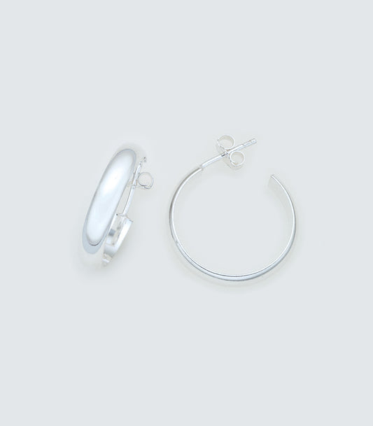 Half Round 019 - 21mm Sterling Silver Hoops