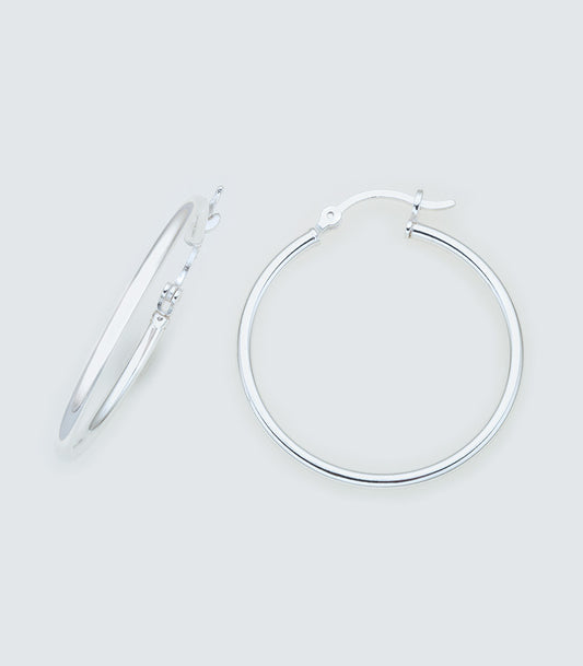Round 024 - 25mm Sterling Silver Hoops