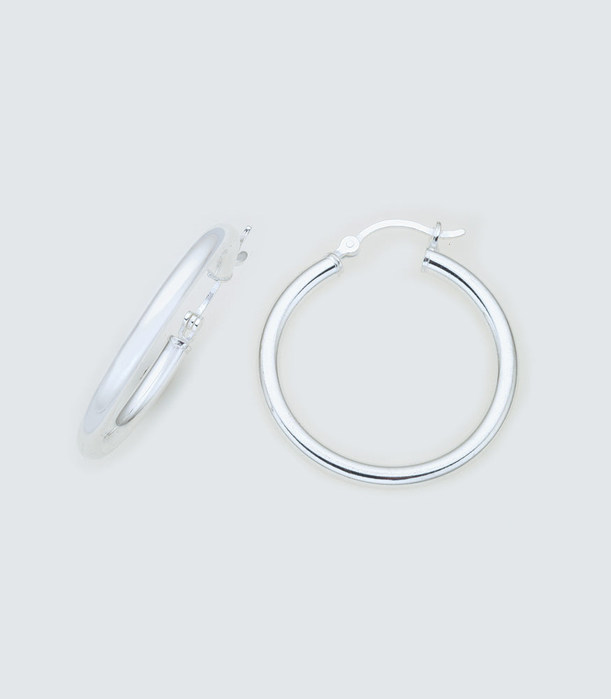 Round 025 - 25mm Sterling Silver Hoops