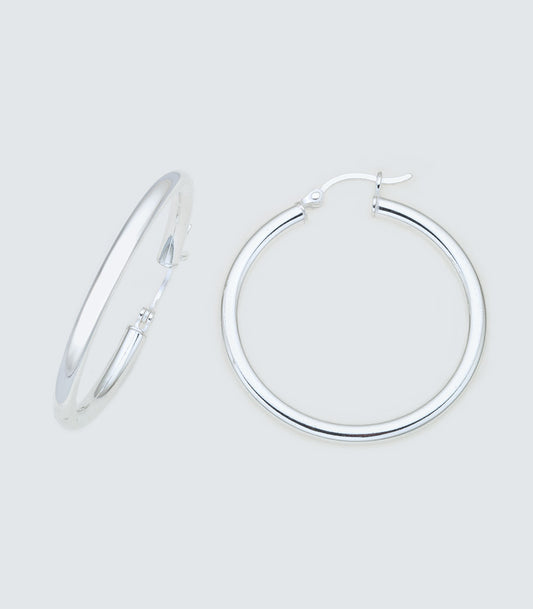 Round 025 - 30mm Sterling Silver Hoops