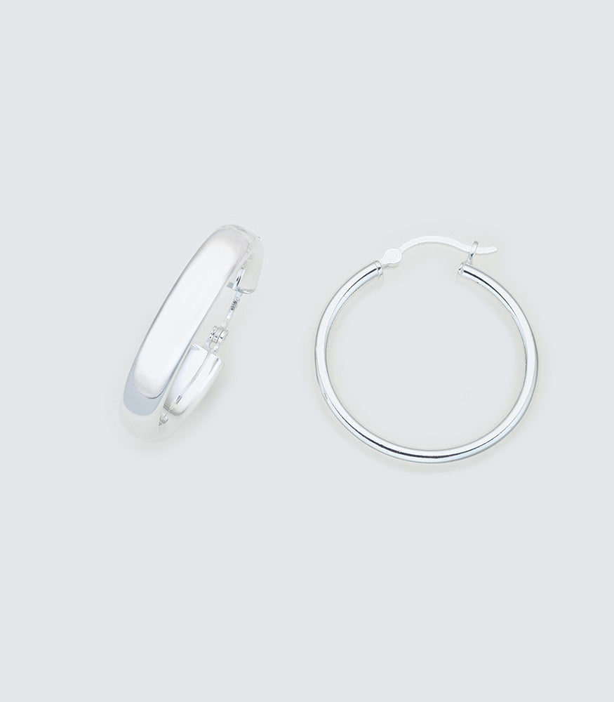 Round 032 - 25mm Sterling Silver Hoops
