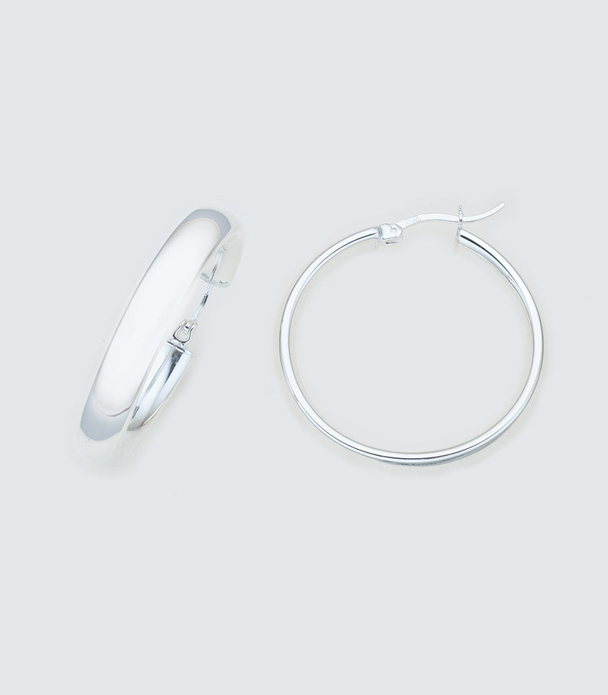 Round 032 - 30mm Sterling Silver Hoops