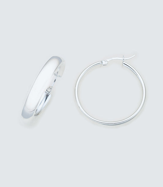 Round 032 - 30mm Sterling Silver Hoops