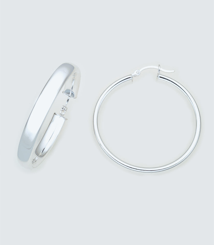 Round 032 - 35mm Sterling Silver Hoops