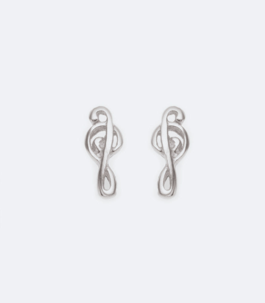 Music Note 211 Shaped Rhodium Earrings