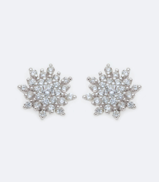 Flower Shaped Earrings With Cubic Zirconia