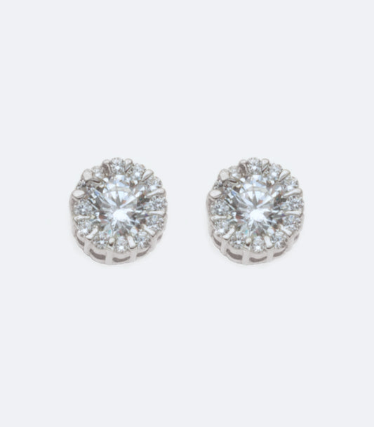 Round Silver Cubic Earrings - SSER 285