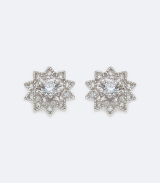 Flower Shaped 287 Stud Earrings With Cubic Zirconia