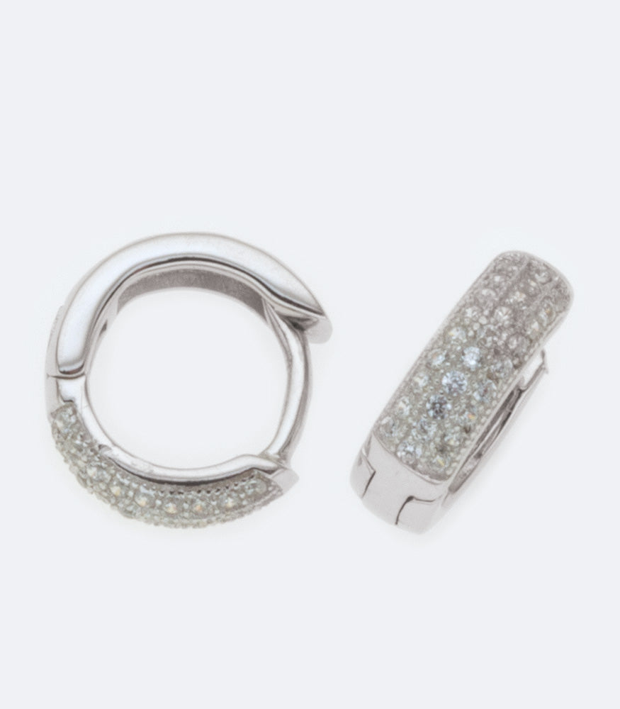 Huggie 293 Sterling Silver Earrings With Cubic Zirconia