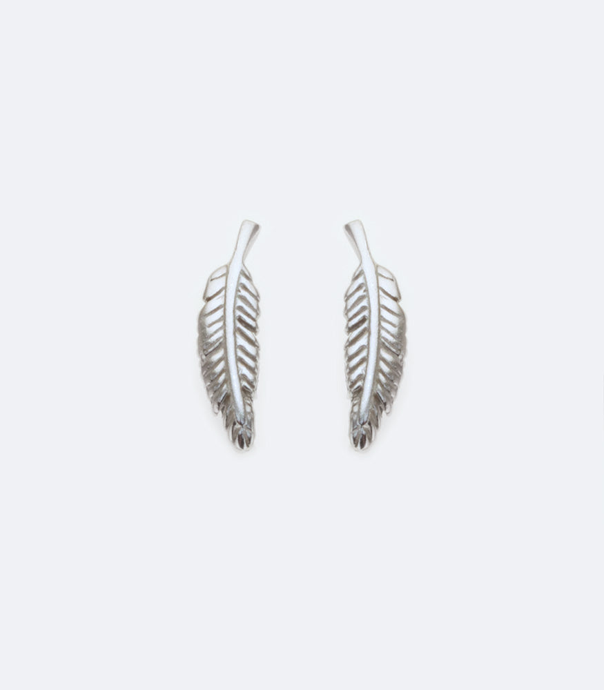 Feather 296 Rhodium Earrings