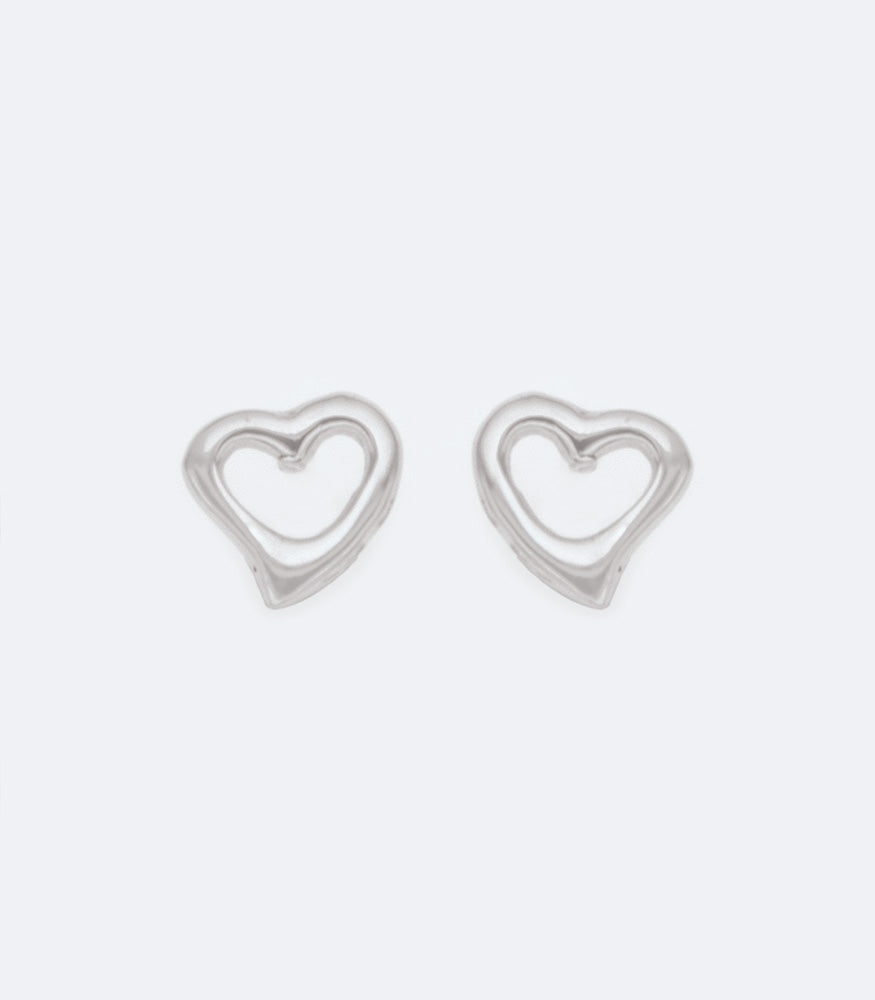 Small  Plain Open Heart Shaped Sterling Silver Earrings