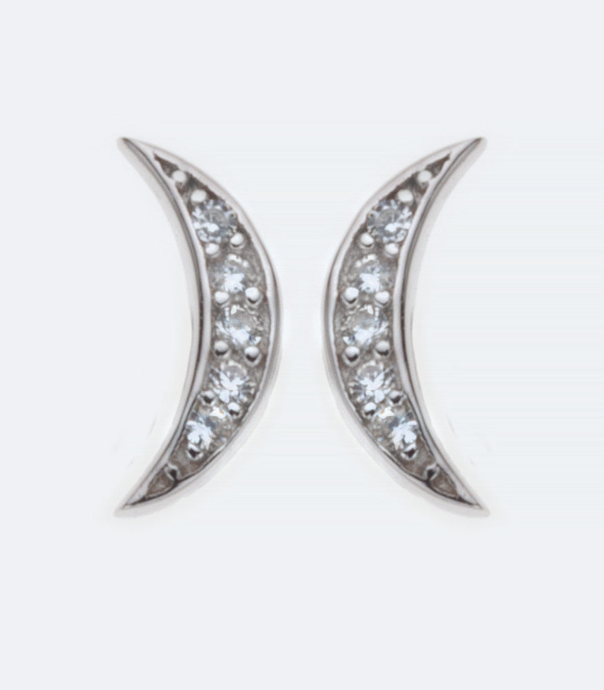 CZ Moon Silver Earrings - 329