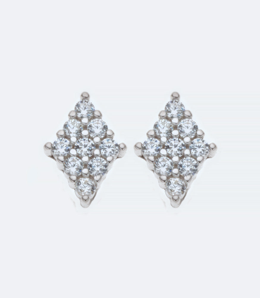 CZ Diamond Shape Silver Earrings - 330
