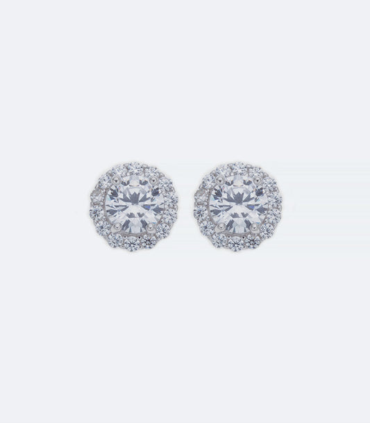 Round Zirconia Silver Earrings - 335