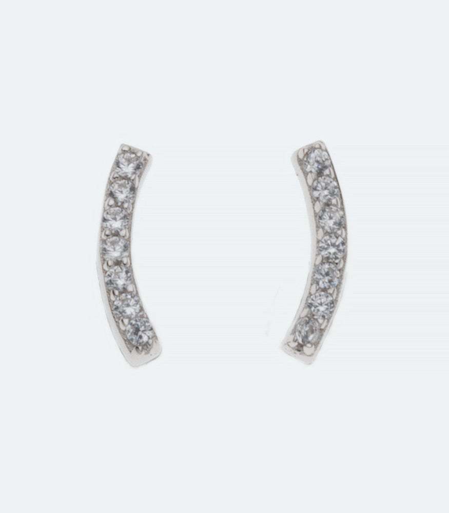 Cubic Zirconia Crest Silver Earrings - 343
