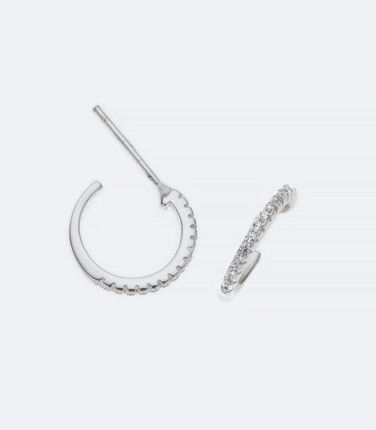 Hoop CZ Silver Earrings - 356