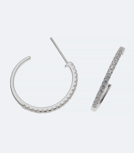 Hoop CZ Silver Earrings - 358