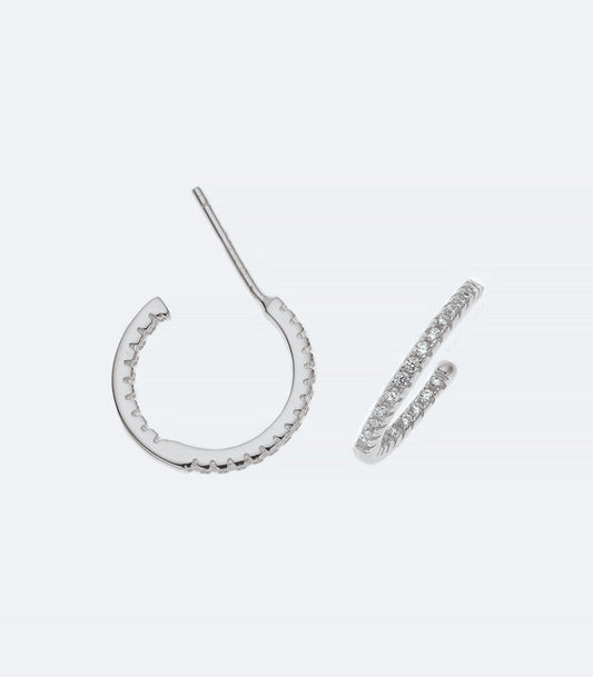 Hoop CZ Silver Earrings - 359