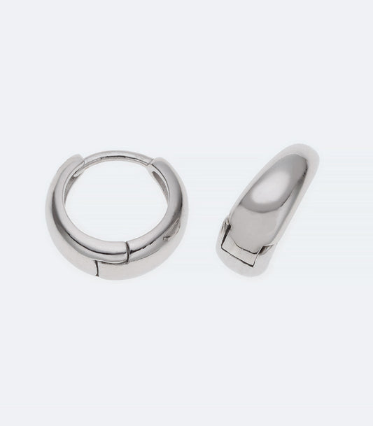 Plain Huggie Silver Earrings - 360
