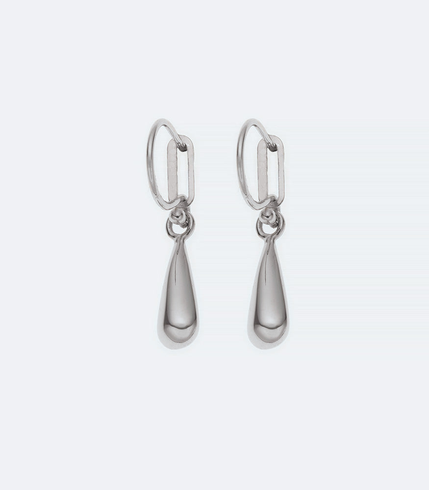 Plain Drop Silver Earrings - 362