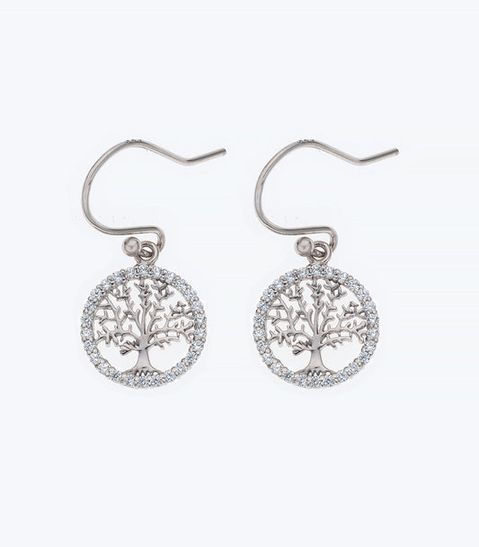 Tree of Life CZ Silver Earrings - 371