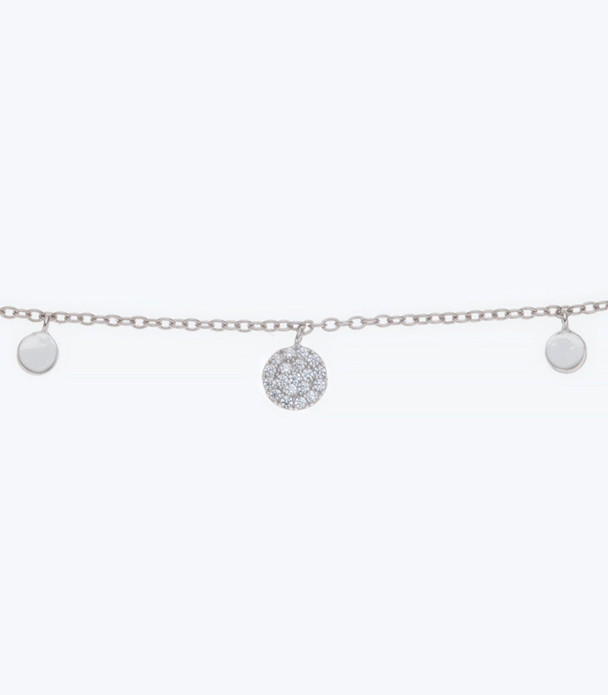 CZ Round Sterling Silver Necklace - 059