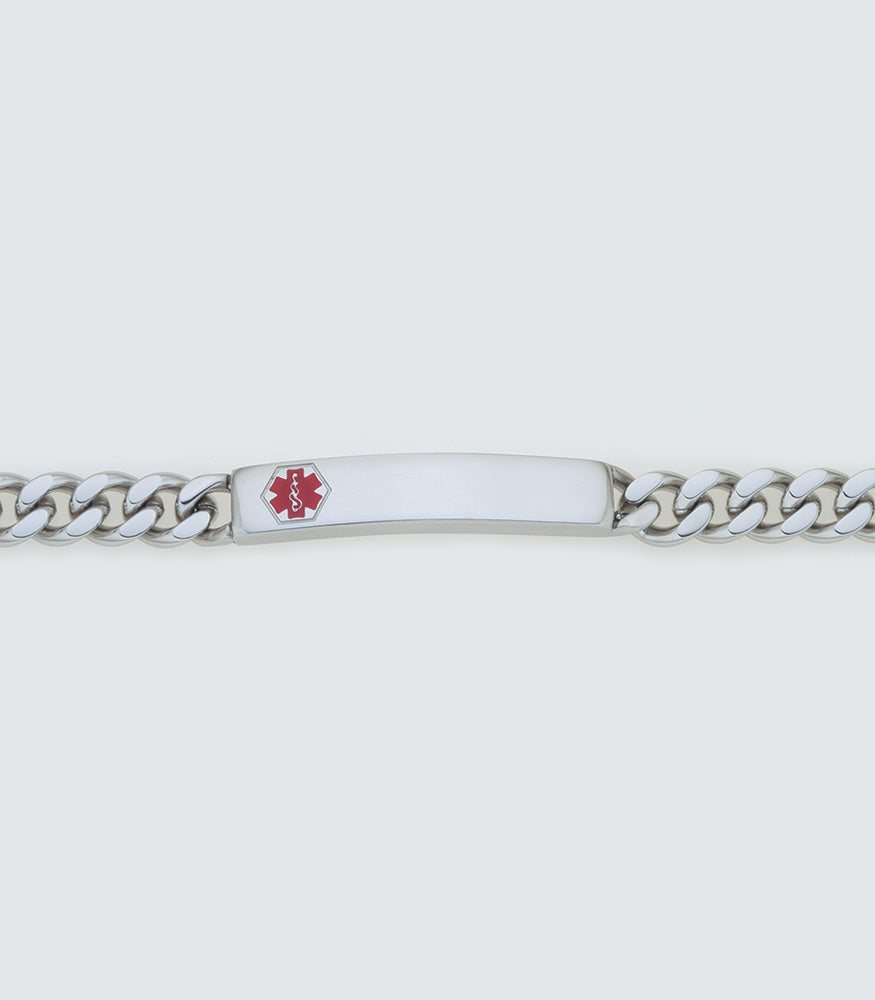 STAINLESS STEEL BRACELET WITH RED MEDICAL LOGO