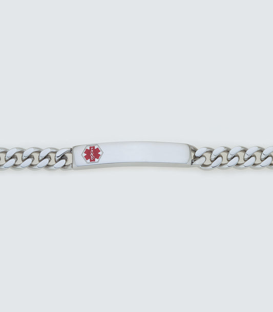 STAINLESS STEEL BRACELET WITH RED MEDICAL LOGO