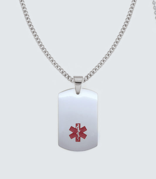 Stainless Steel Pendant with Red Medical Logo - SSMED P02