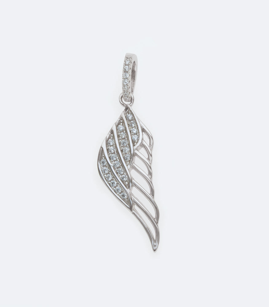 Wing Silver Pendant with CZ - 218