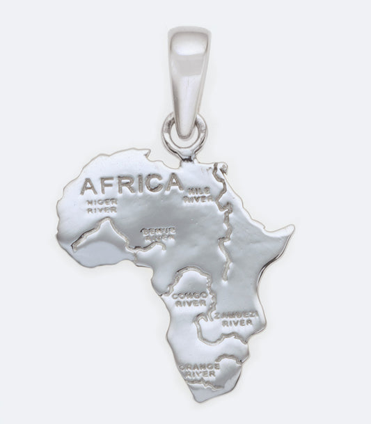 Map Of Africa Sterling Silver Pendant With Cubic Zirconia