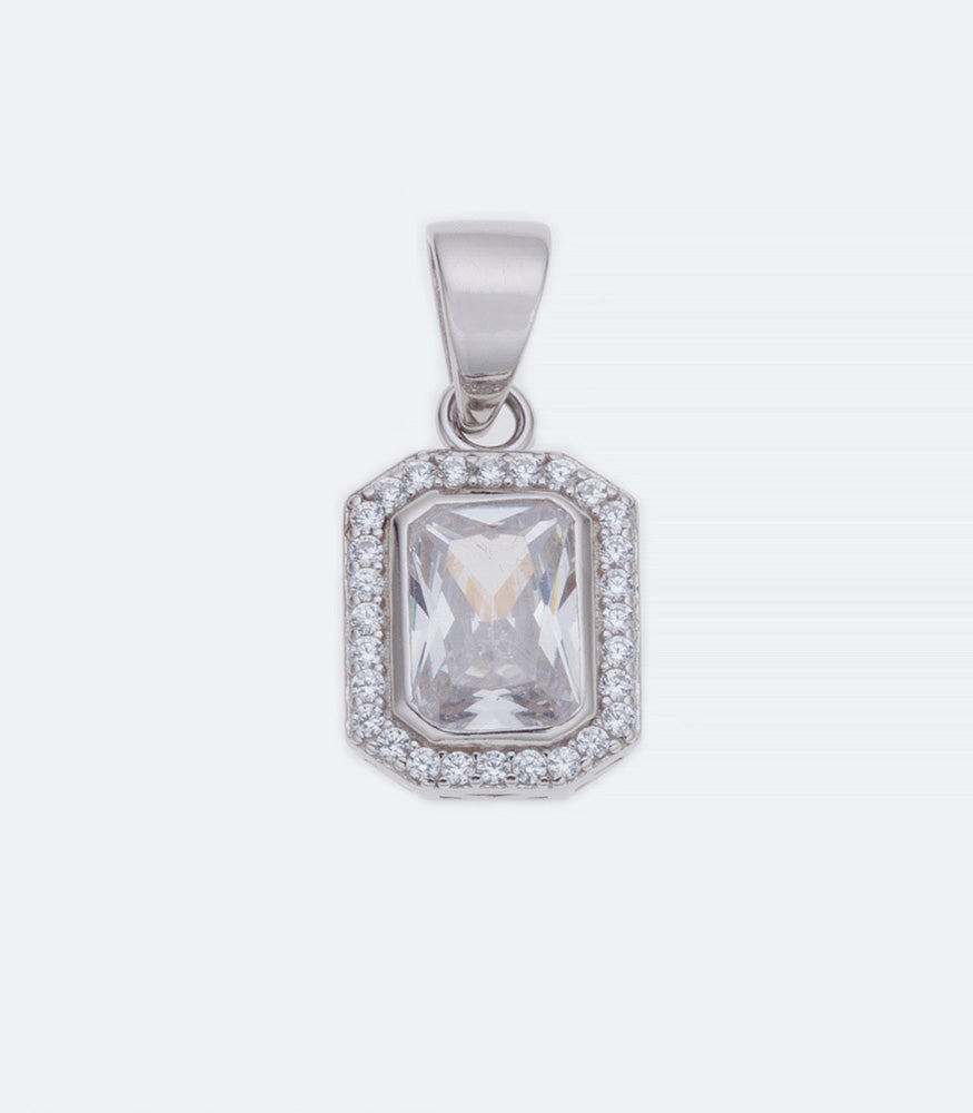 Clear with Clear Border CZ Silver Pendant - 252