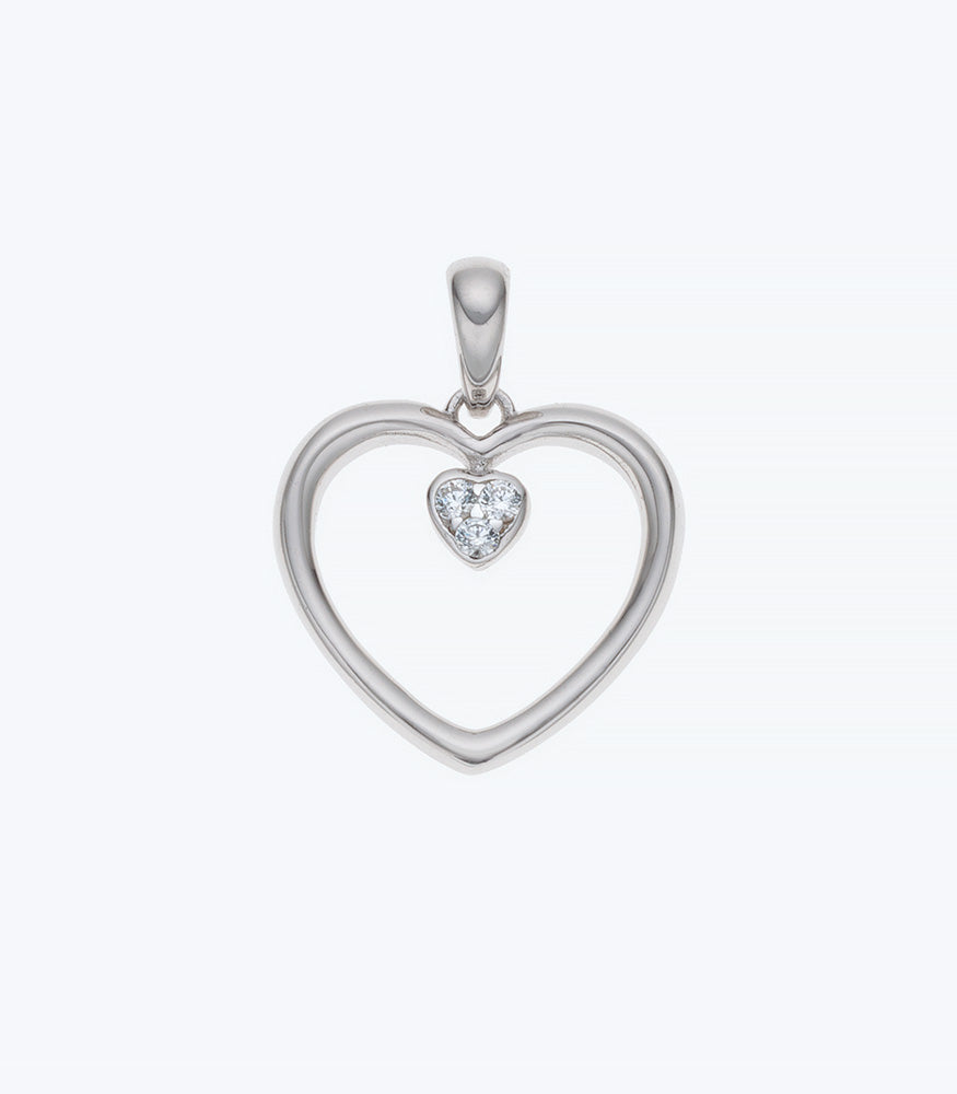 Heart CZ Silver Pendant - 272