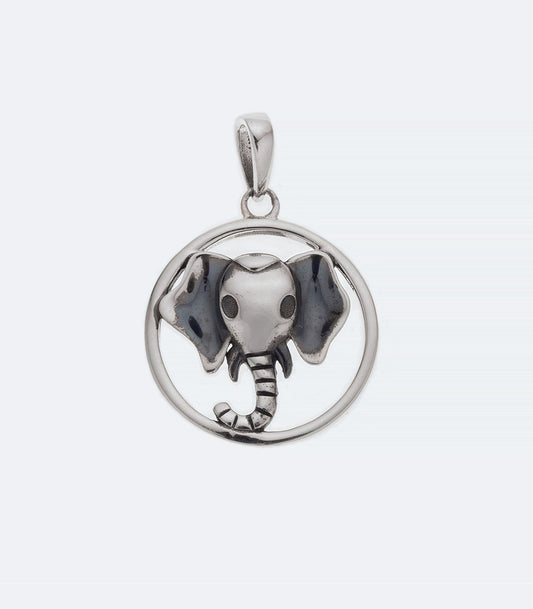 Elephant Head CZ Silver Pendant - SSPD 274