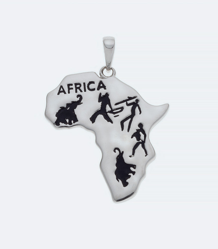 Map of Africa Art CZ Silver Pendant - 279