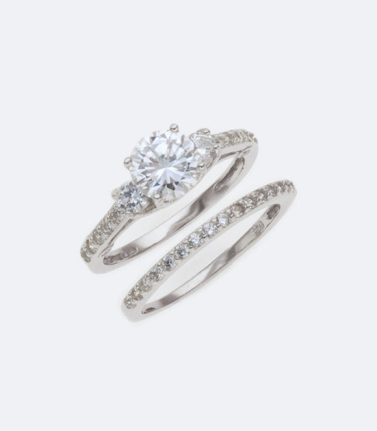 Sterling Silver Cubic Ring Set