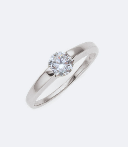 Fancy 304 Sterling Silver Ring With Single Cubic Zirconia - SSRG 304