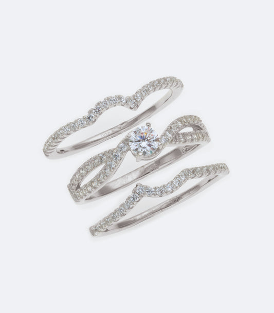 Fancy - Cubic Zirconia 310 Sterling Silver Bridal Ring Set