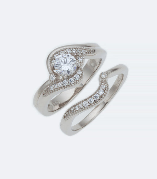 CZ Silver Ring Wedding Set - SSRG 330