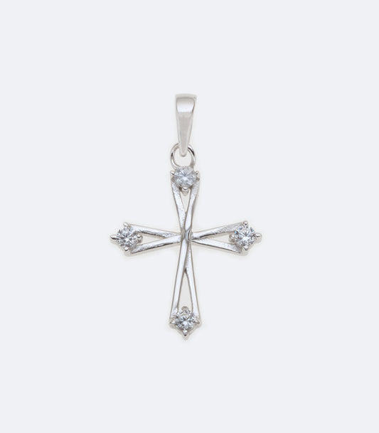 Cross Sterling Silver Pendant With Cubic Zirconia - SSRL 005