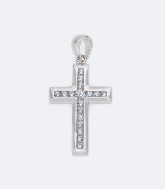 Cross Sterling Silver Pendant With Cubic Zirconia - SSRL 011