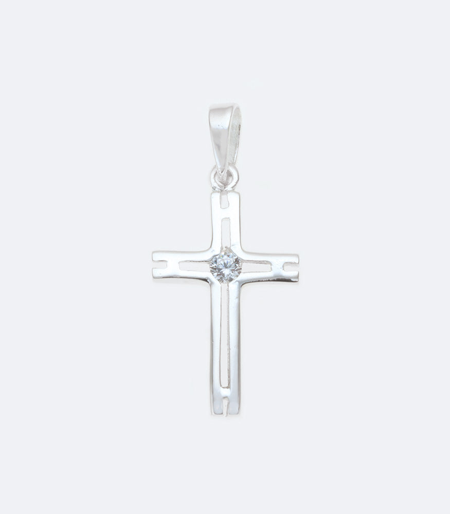 Cross 036 Sterling Silver Pendant With Single Cubic Zirconia