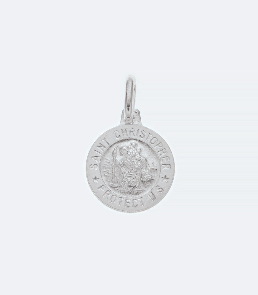 Round St Christopher 12mm Sterling Silver Pendant
