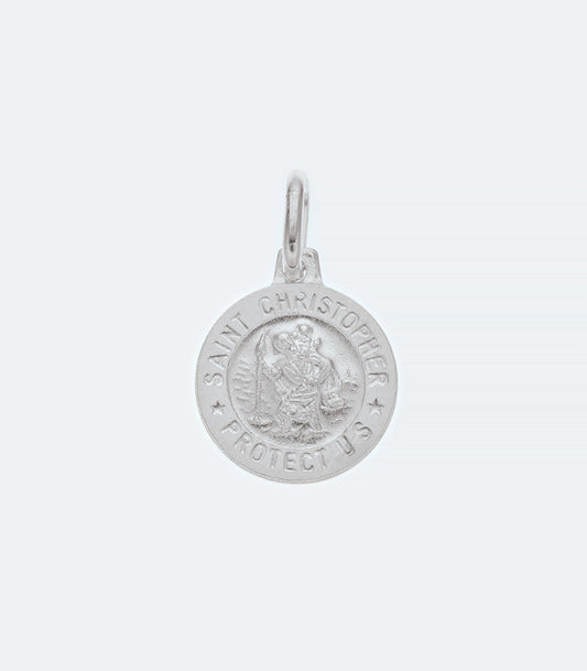 Round St Christopher 12mm Sterling Silver Pendant