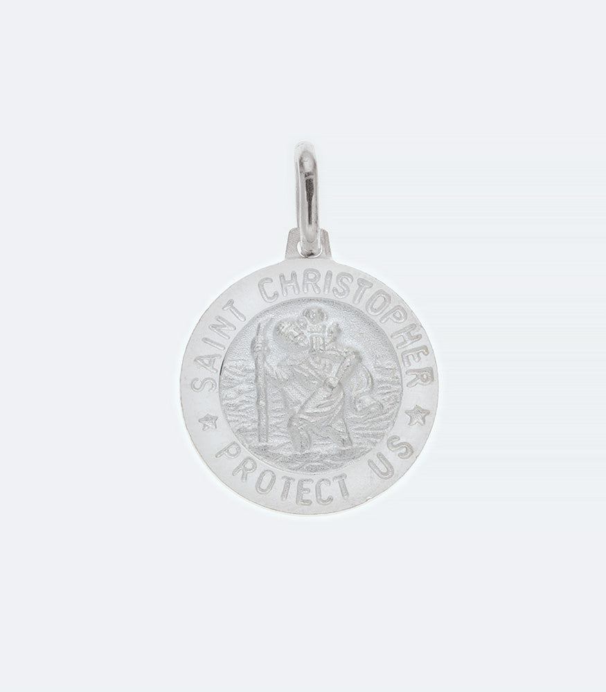 Round St Christopher 15mm Sterling Silver Pendant