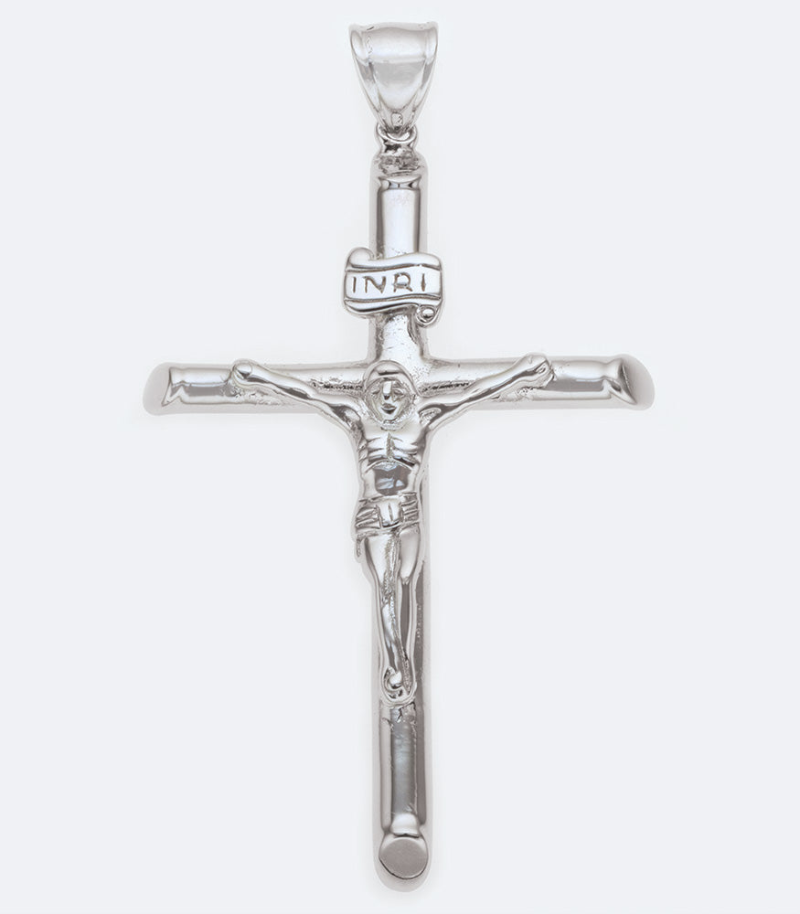 Crucifix 108 Plain Sterling Silver Pendant